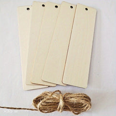 100pcs Wooden Blank Bookmark DIY Wooden Craft Unfinished Wooden Tag List Rectang