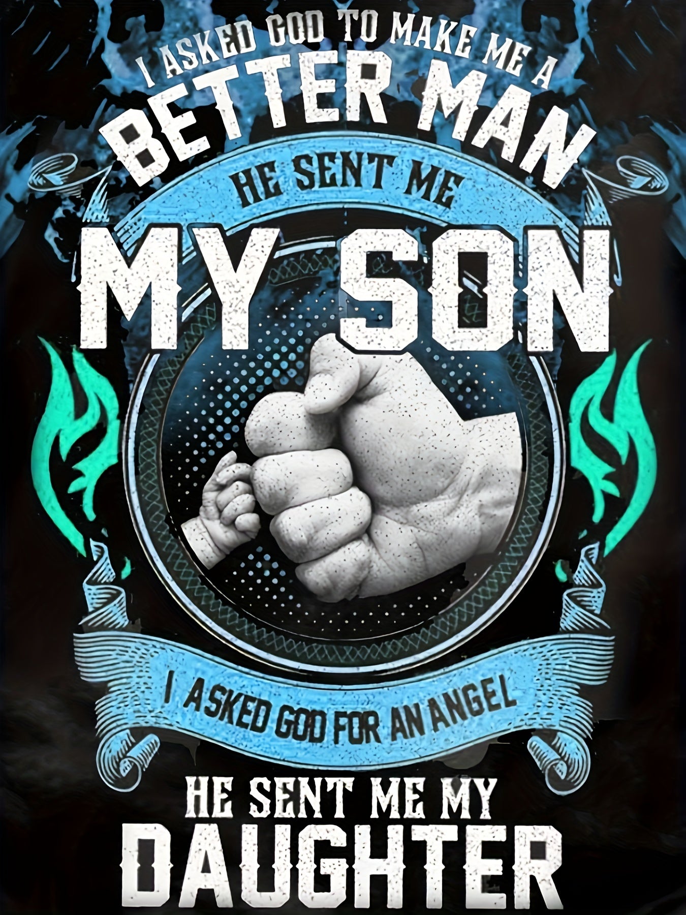 ''MY SON'' Fists Print Men's Long Sleeve Novelty T shirt Stylish Tees For Autumn