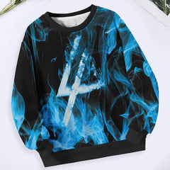 Fire Pattern Long Sleeve Crew Neck Sweatshirt for Boys Girls