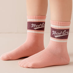 5 Pairs Kids Socks Sweet Cartoon Girls Pink Sports Socks