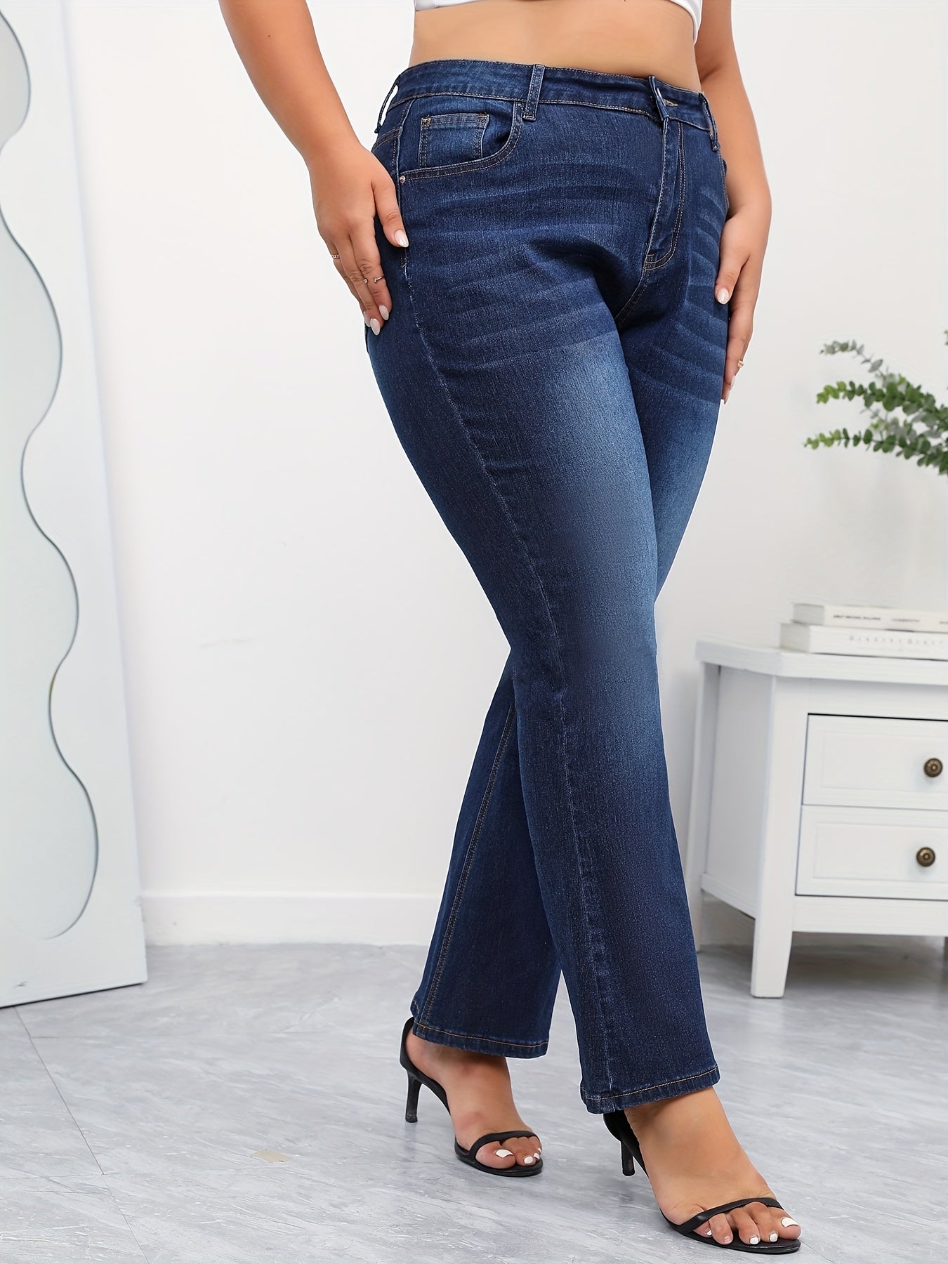 High Rise Button Fly Flared Leg Jeans