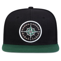 Compass Embroidered Baseball Cap Flat Bill Sun Hat Outdoor Fishing Hiking