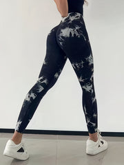 High Waist Tie Dye Leggings Seamless Workout Pants with Butt Lifting Elastic