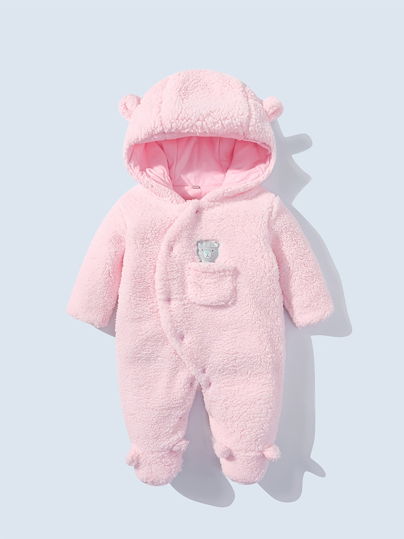 Cute & Cozy Baby Hooded Footed Bodysuit w/ 3D Ears