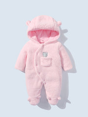 Cute & Cozy Baby Hooded Footed Bodysuit w/ 3D Ears