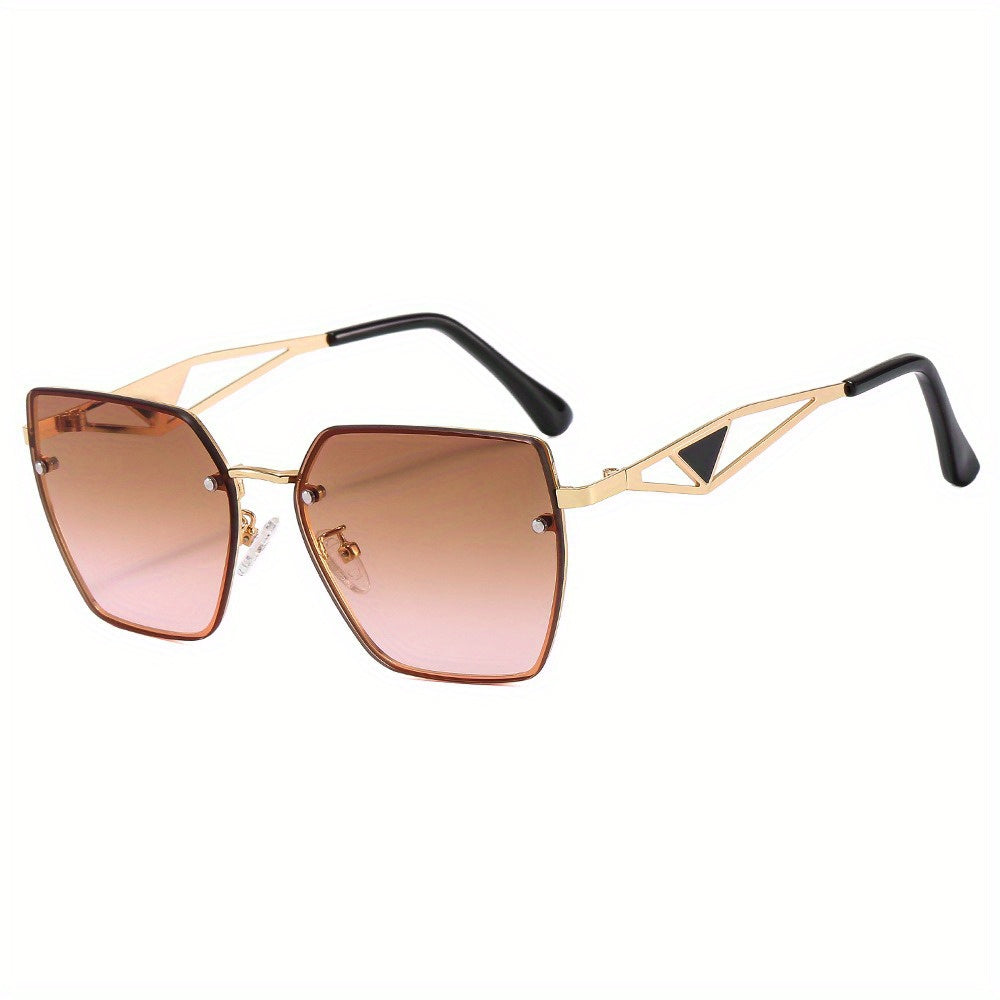 Metal Frame Gradient Sunglasses with Case & Cloth