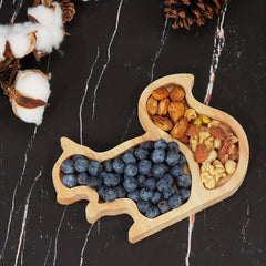 Cute Squirrel Wooden Snack Tray for Fruits and Snacks