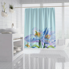 Flower Pattern Shower Curtain Waterproof Fabric