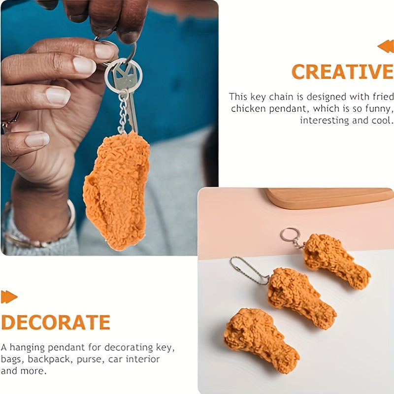 2pcs Fried Chicken Leg Keychain Pendant Funny Car Keychain
