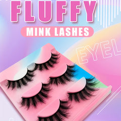 3 Pairs Thick Cluster Fluffy False Eyelashes D Curl