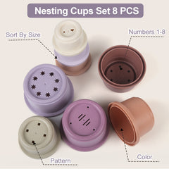 Toddler Stacking Bath Cup Toys Baby 8PCS Stackable Nesting Cups for Girls