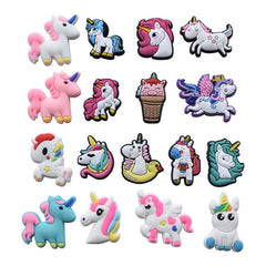 17pcs Unicorn Shoe Charms for Clogs Jigs Bubble Slides Sandals - PVC Decorations