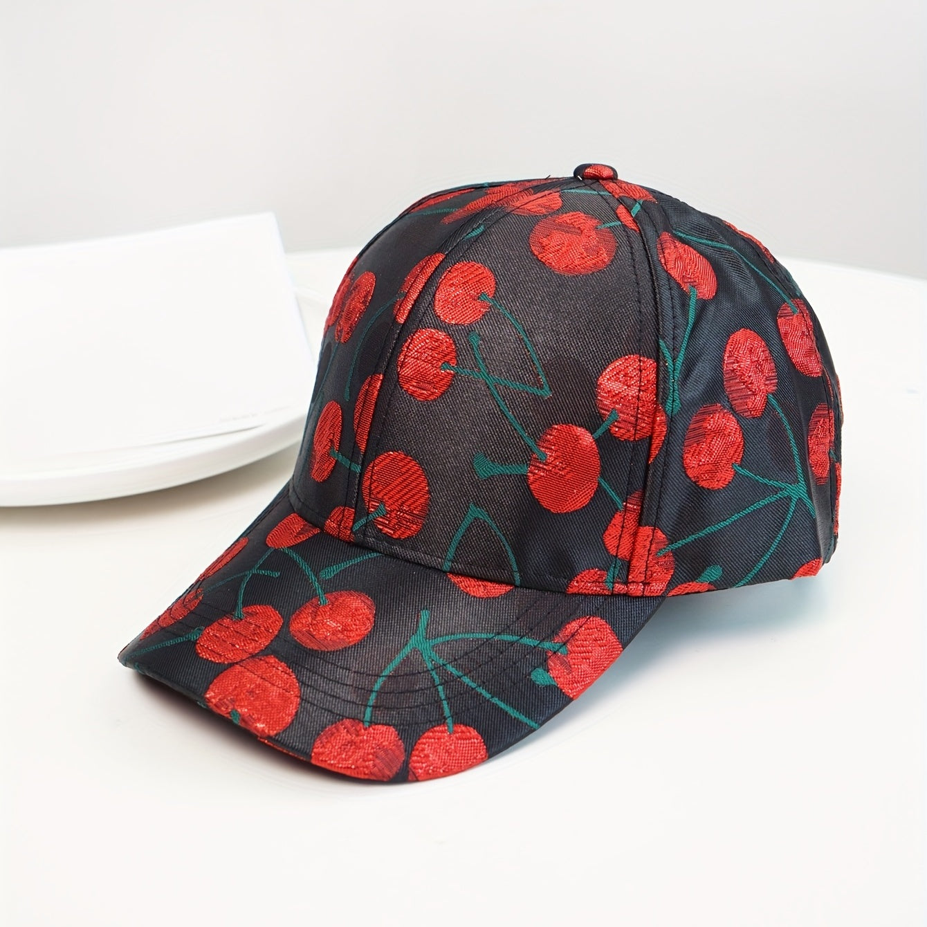 Cherry Print Baseball Cap Couple Sun Hat Adjustable Golf Dad Hats Women Men