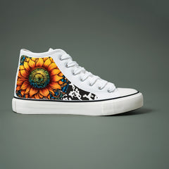 Flower Print Plush Lined Thermal Chunky Canvas Sneakers
