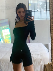 Solid Square Neck Romper Jumpsuit