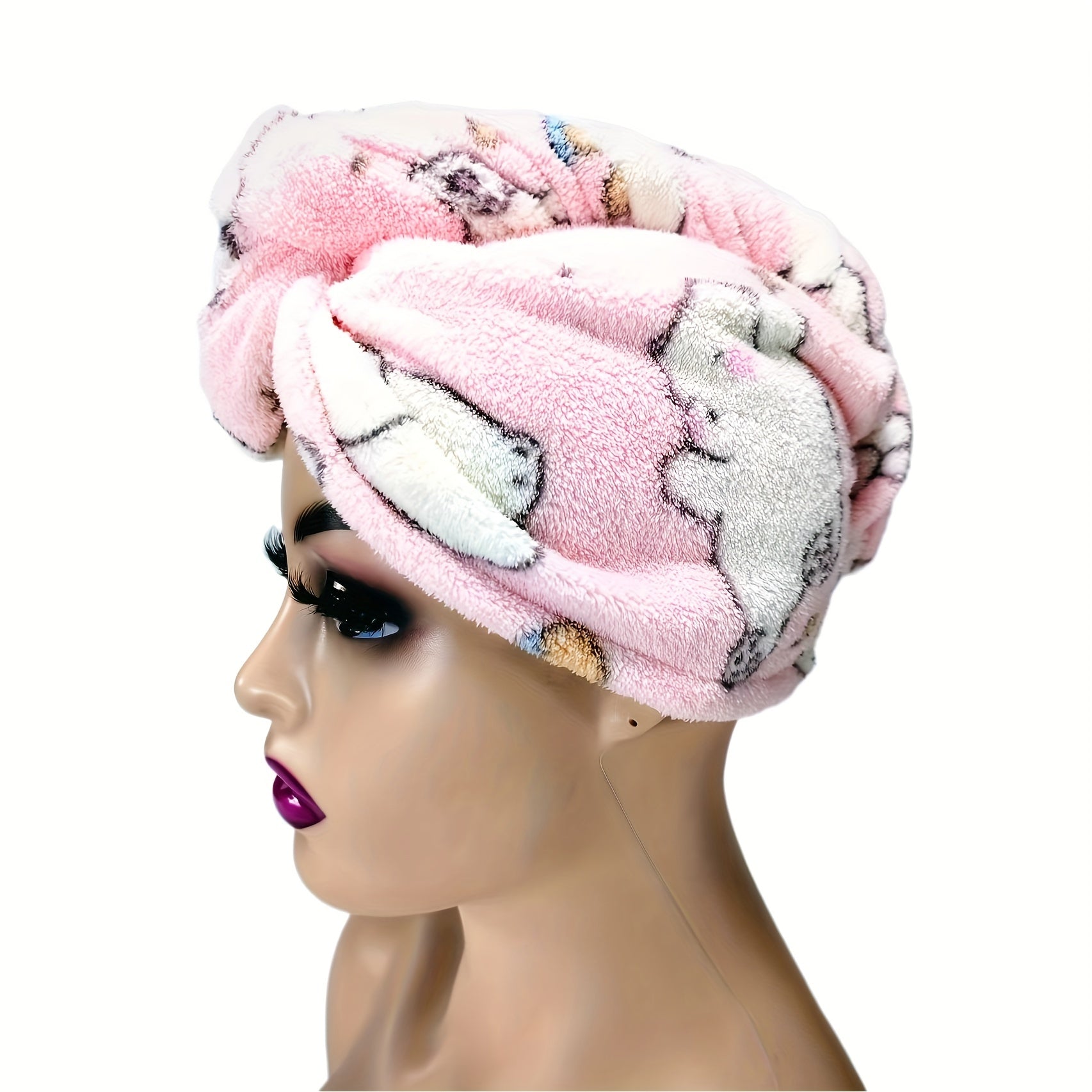 Microfiber Hair Towel With Button Soft Drying Cap Absorbent Towel