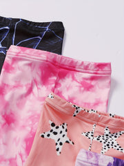 5pcs Girls' Stretch Tie Dye Footless Leggings for Trendy Style