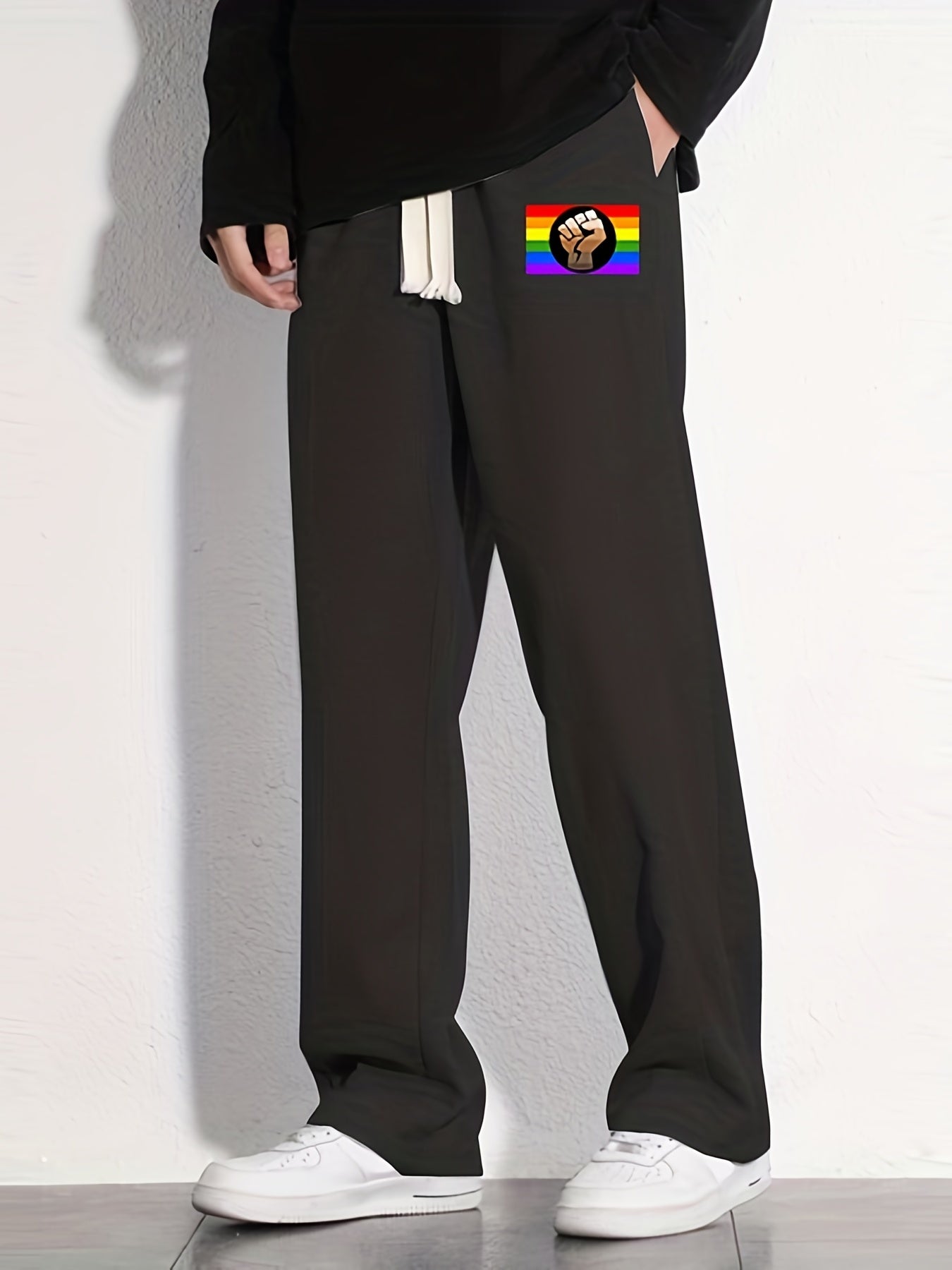 Rainbow Flag Pattern Joggers Men's Casual Loose Fit Pants
