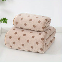 Polka Dot Microfiber Towel Set, 2pcs, Soft & Absorbent