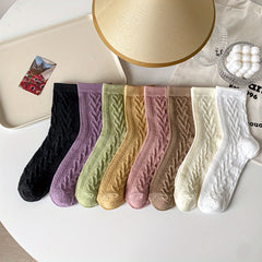 8 Pairs Heart Print Socks Women's Mid Tube Stockings