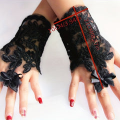 Hand Beaded Flower Bracelet Lace Gloves Women's Accessories
