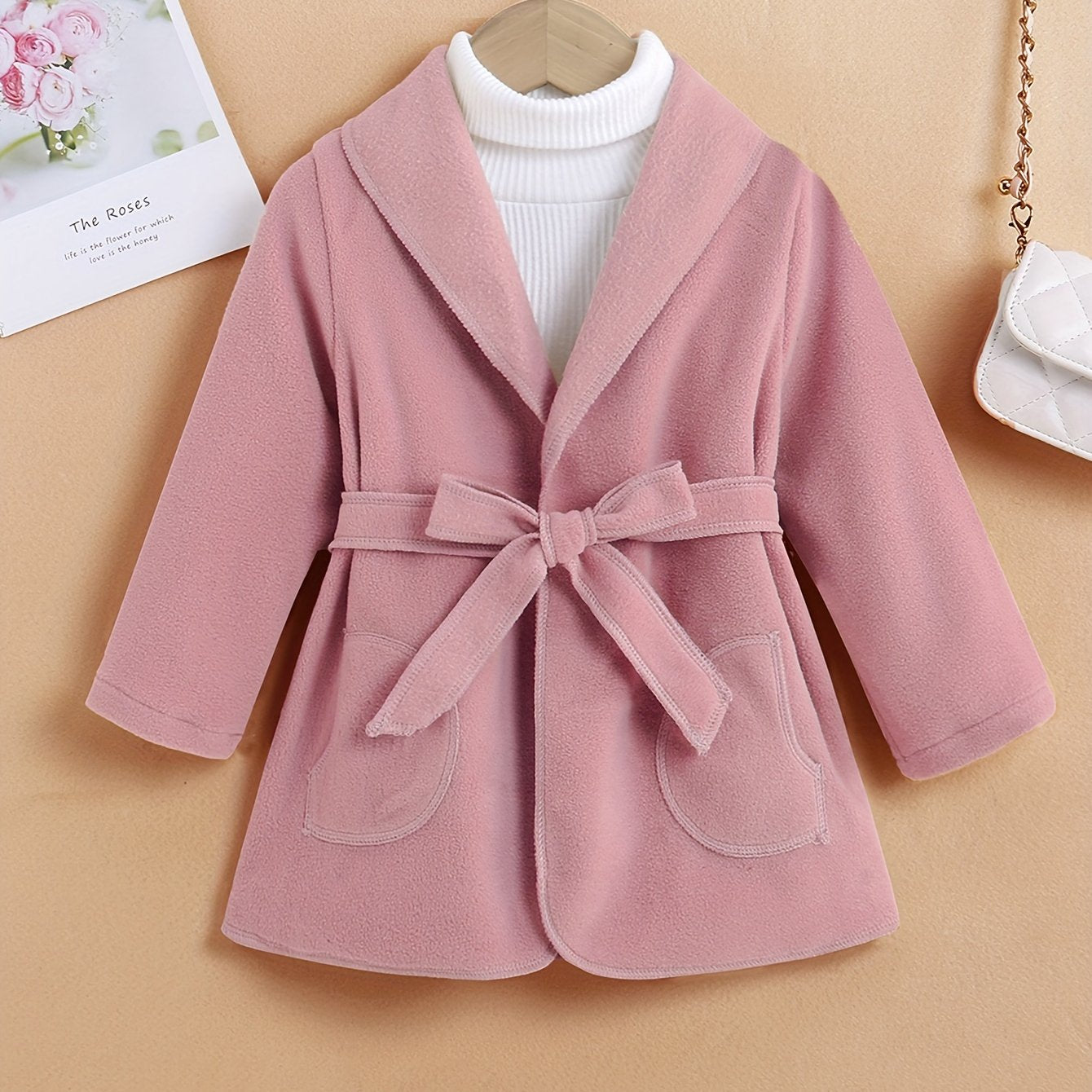 Girls' Peacoat Fleece Lapel Overcoat For Autumn Winter