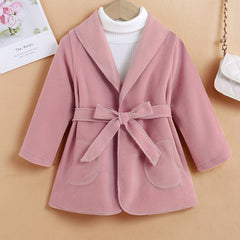 Girls' Peacoat Fleece Lapel Overcoat For Autumn Winter