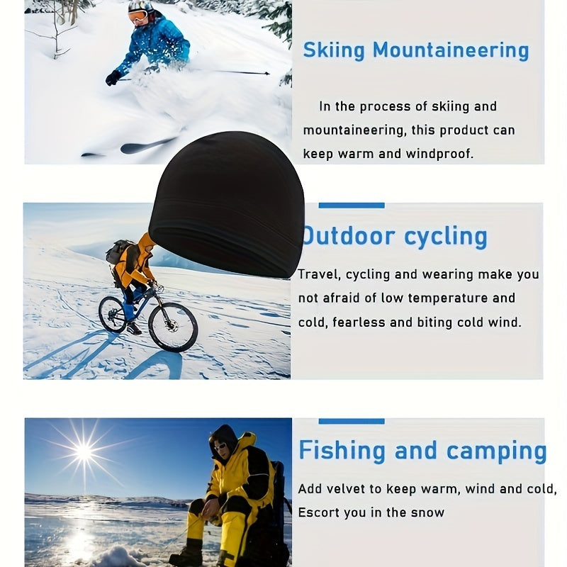3pcs Warm Fleece Beanie Hat for Winter Sports