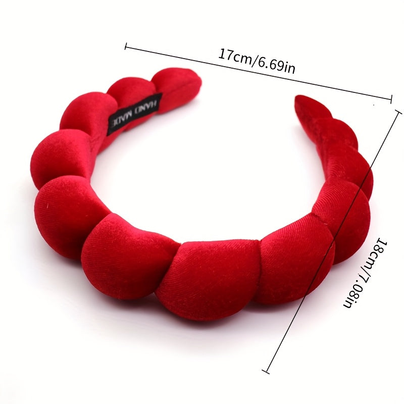 Red Velvet Wide Headband for Women & Girls Soft Plush Yoga Fitness Travel