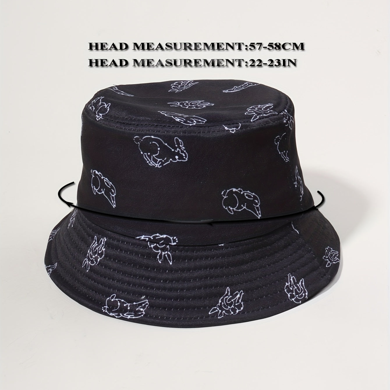 Running Rabbit Print Bucket Hat Casual Basin Hats Outdoor Sunscreen Beach Hats