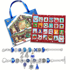 Xmas Advent Calendar Bracelets Charms Beads Kit 24 Days DIY Jewelry Making Gift