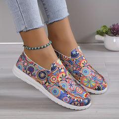 Women's Floral Slip-On Loafers Canvas Shoes Lightweight Casual Sneakers