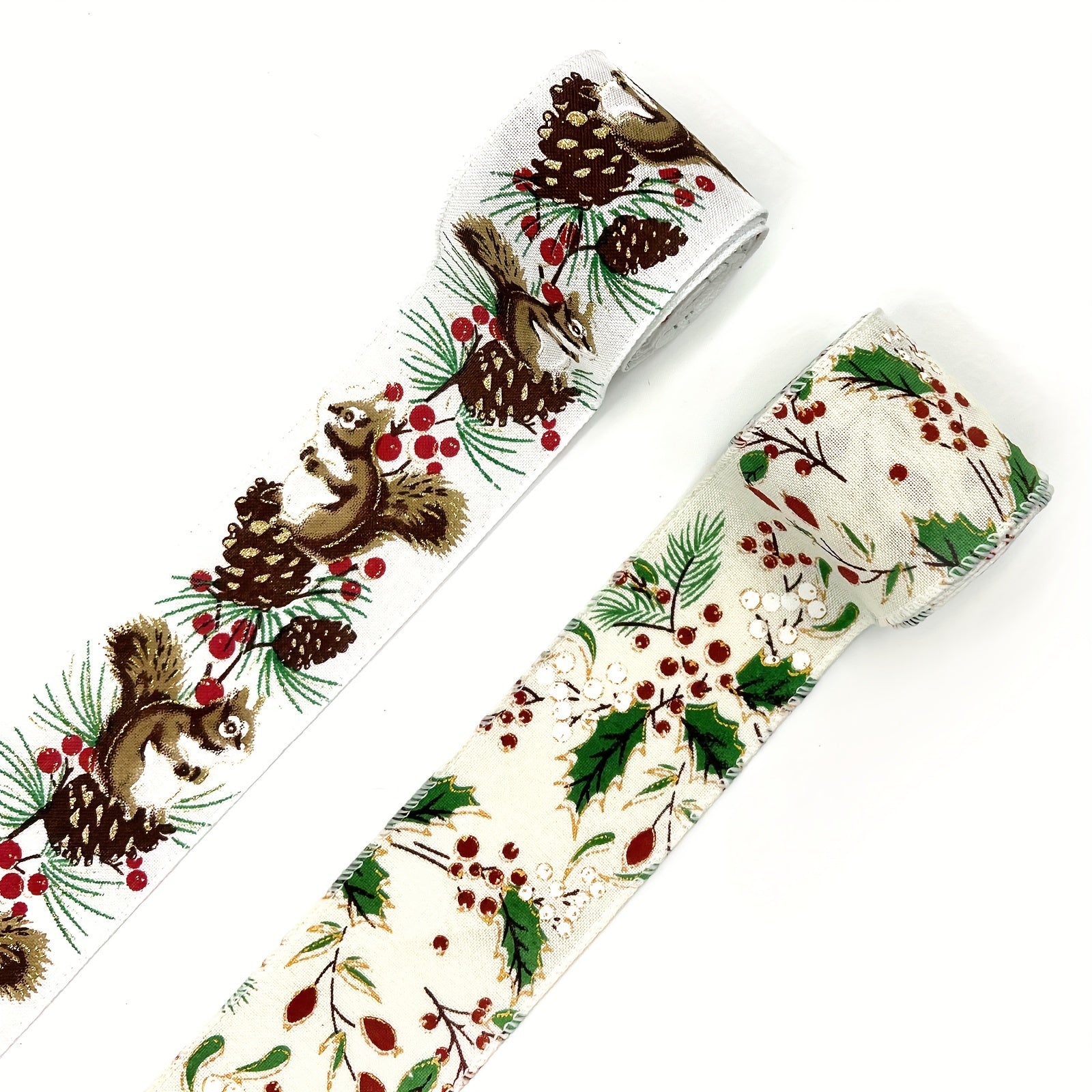 4 57M Christmas Ribbon Xmas Tree Santa Red Truck Burlap Wired Edge Oranment