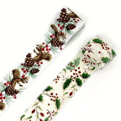 4 57M Christmas Ribbon Xmas Tree Santa Red Truck Burlap Wired Edge Oranment