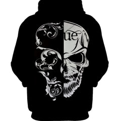 Men's Dark Skull Graphic Hoodie Active Slightly Stretch Breathable