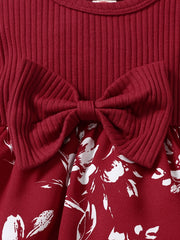 Baby Girls Floral Ruffled Sleeve Dress With Headband