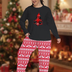 Xmas Tree Graphic Tee & Striped Pants Pajama Set