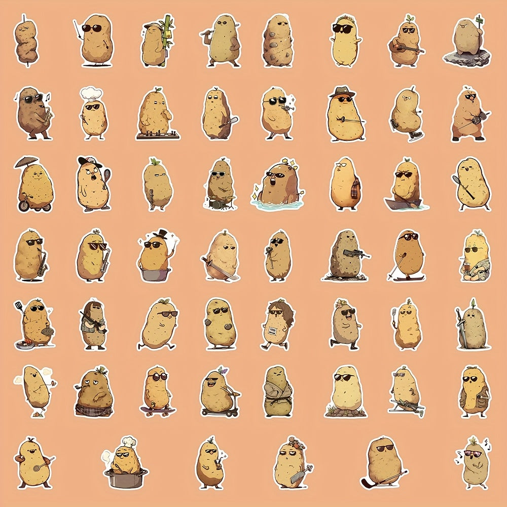 52pcs Cartoon Potato Series Waterproof Stickers for Kids' Parties