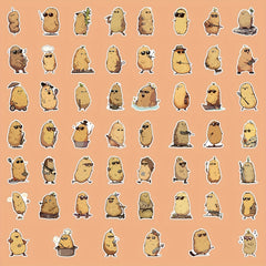 52pcs Cartoon Potato Series Waterproof Stickers for Kids' Parties