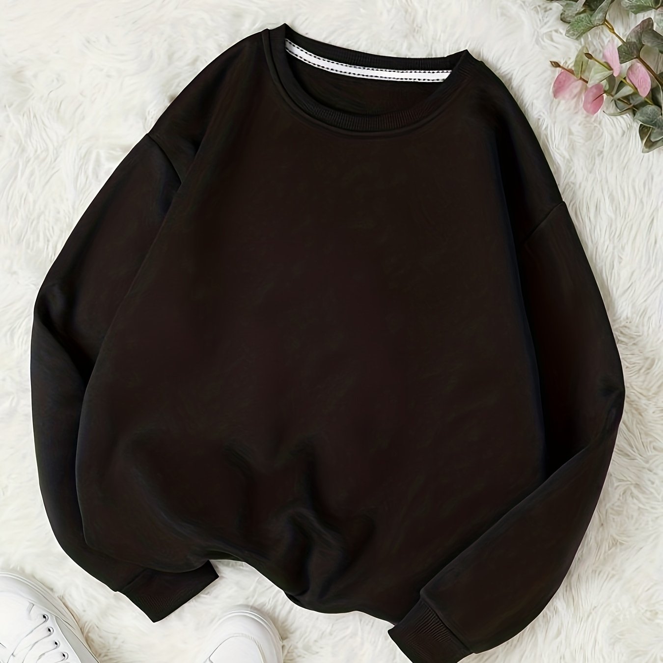 Warm Fleece Crew Neck Sweatshirt for Women