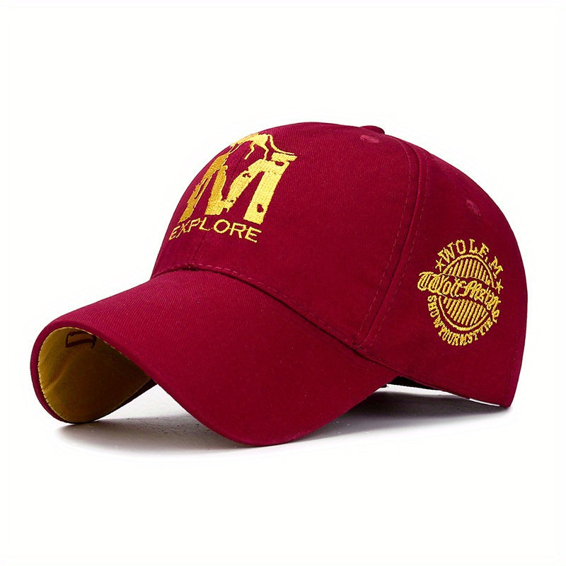 Unisex Breathable Baseball Cap with M Letter Embroidery