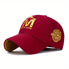 Unisex Breathable Baseball Cap with M Letter Embroidery