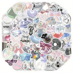 60Pcs Pink Silver Waterproof Stickers for Laptop Water Bottles