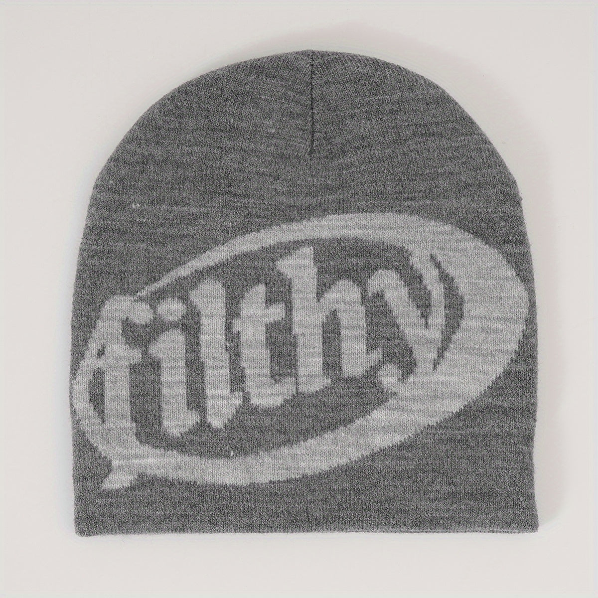 Y2K Beanie Cap Letter Jacquard Knitted Warm Hat Unisex Lightweight Skull Cap