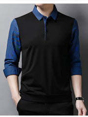 Men's Button Stripe Long Sleeve Shirt For Winter Fall