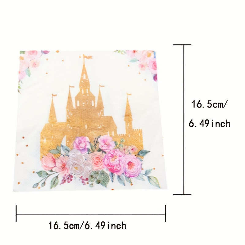 20pcs Princess Birthday Party Pink Napkins For Celebrations