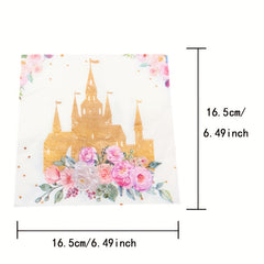 20pcs Princess Birthday Party Pink Napkins For Celebrations