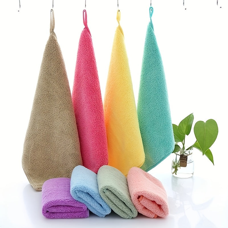 1pc Coral Fleece Washcloth Solid Cleaning Cloth Plain Rag Soft Absorbent Towel