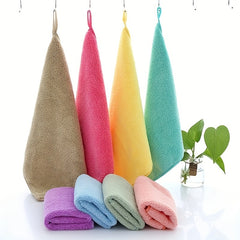 1pc Coral Fleece Washcloth Solid Cleaning Cloth Plain Rag Soft Absorbent Towel