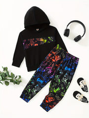 Reflective Boy's 2pcs Hoodie & Sweatpants Set Colorful Graphic Outfits